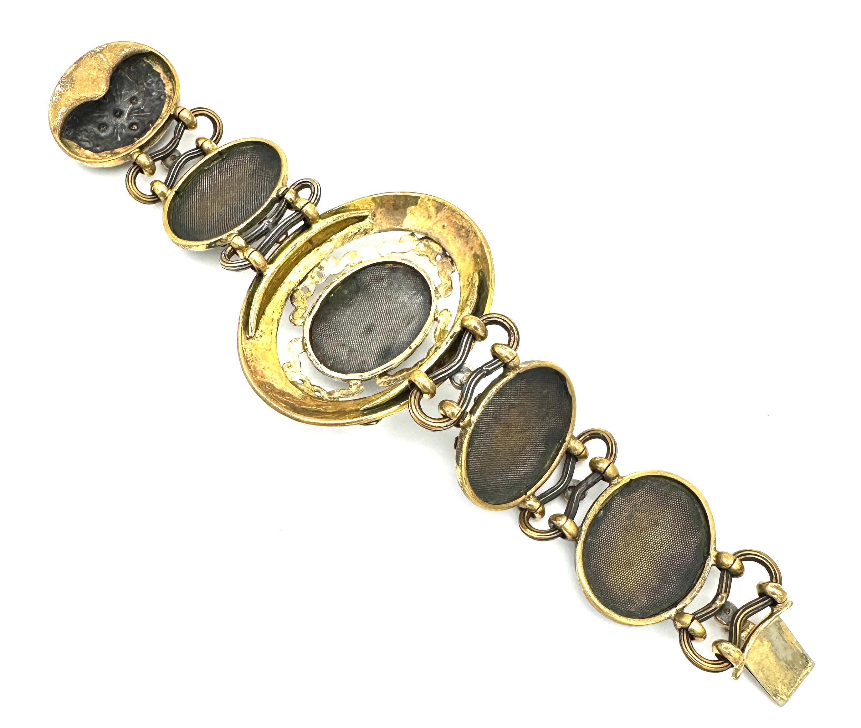 Antiguo  Pulsera francesa Napoleón III Aluminio Granates Metal Dorado Corte francés en venta