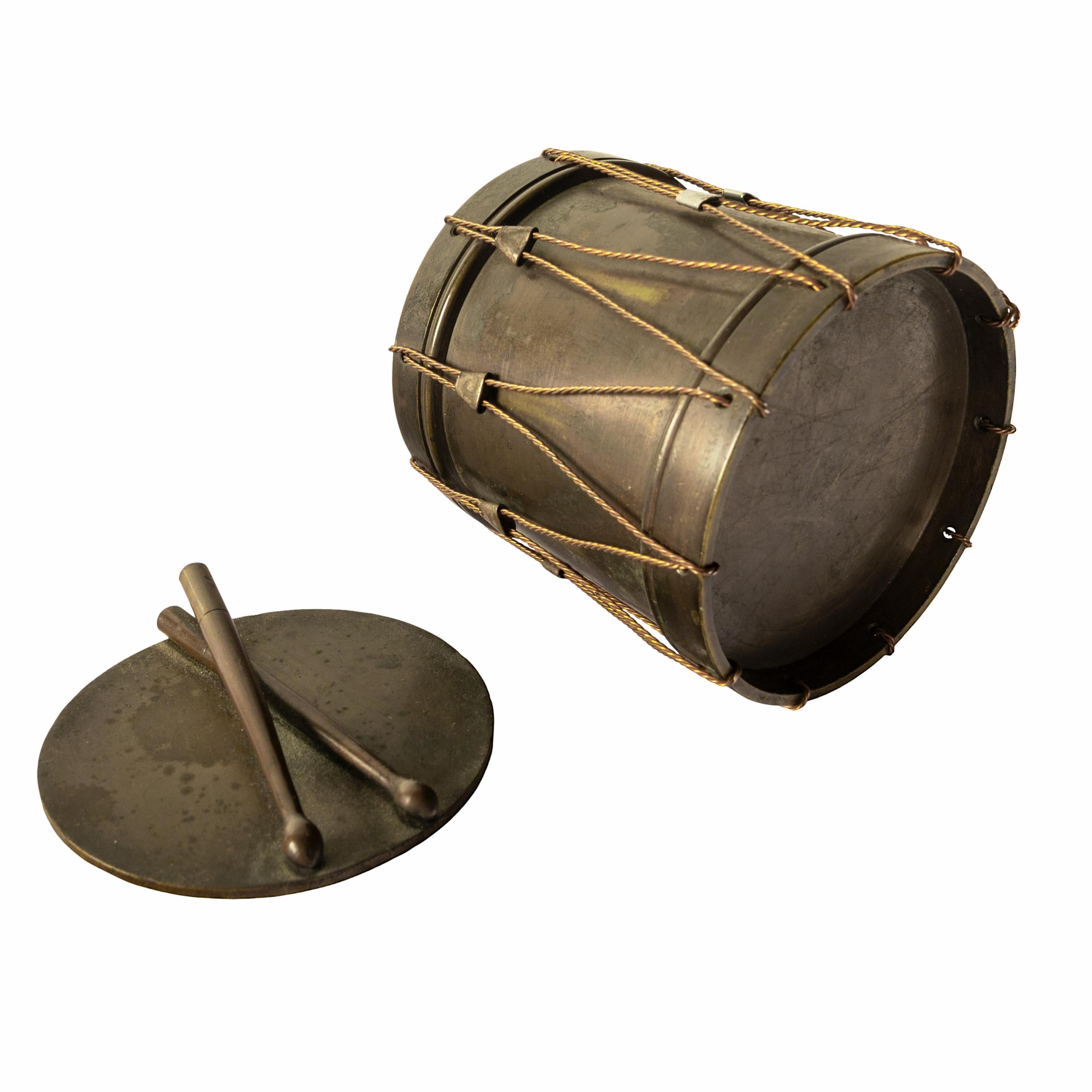 Antique French Napoleon III Bronze Grand Tour Novelty Drum Desk Inkwell 1850 For Sale 5