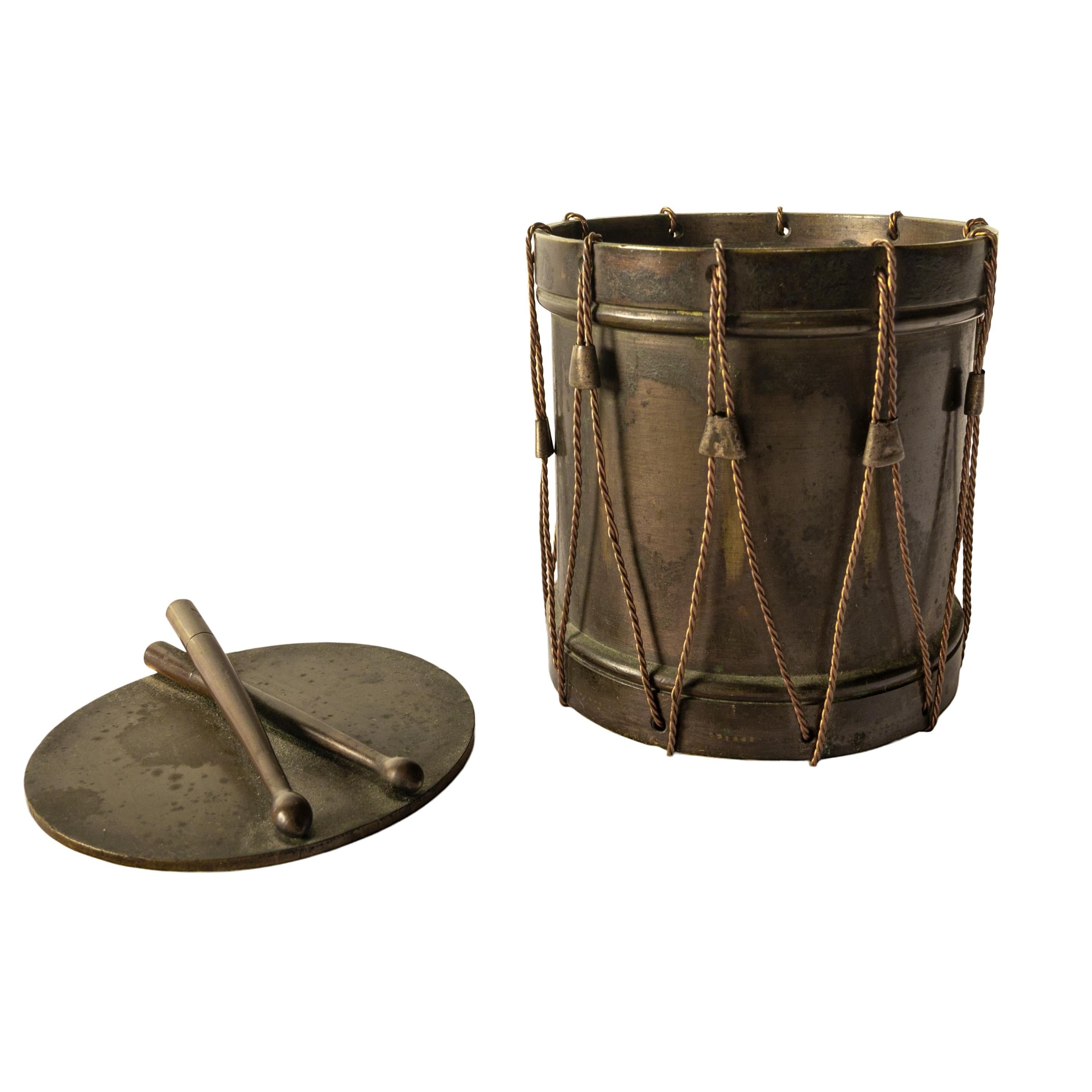 Antique French Napoleon III Bronze Grand Tour Novelty Drum Desk Inkwell 1850 For Sale 6