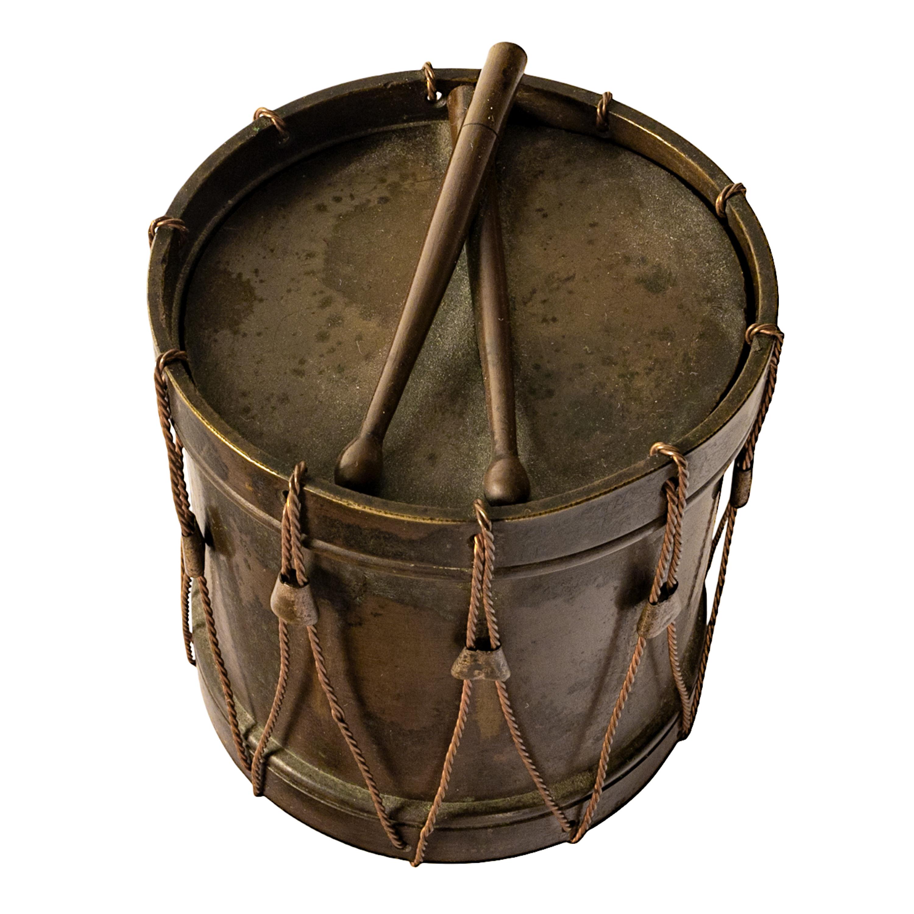 Antique French Napoleon III Bronze Grand Tour Novelty Drum Desk Inkwell 1850 In Good Condition For Sale In Portland, OR