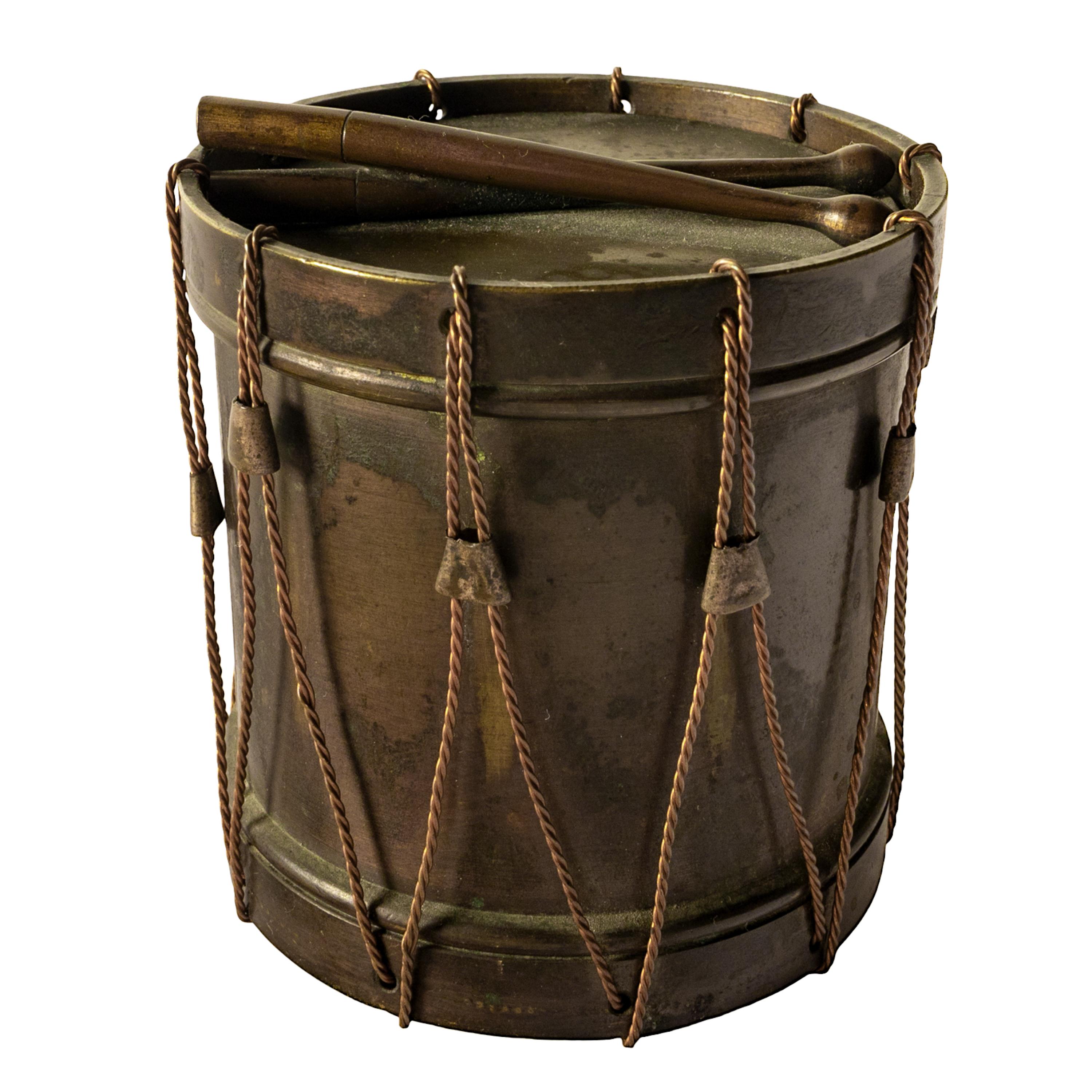 Mid-19th Century Antique French Napoleon III Bronze Grand Tour Novelty Drum Desk Inkwell 1850 For Sale