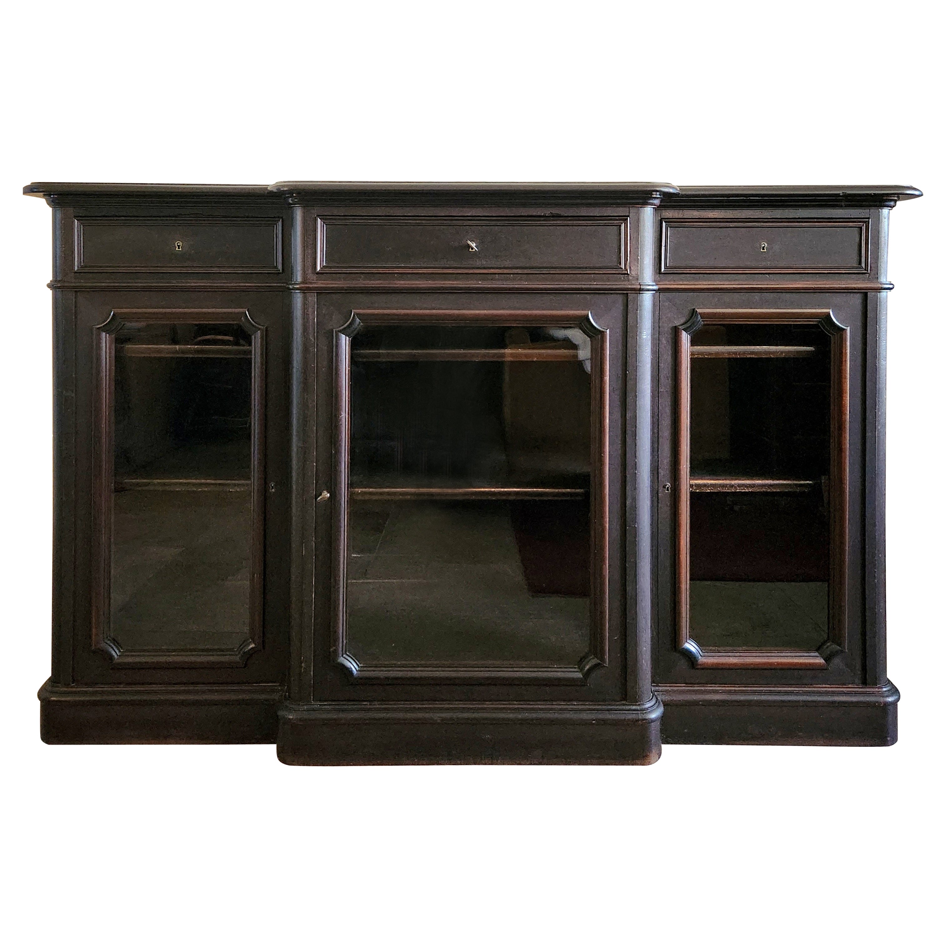Antique French Napoleon III Buffet Vitrine, Marmorplatte im Angebot