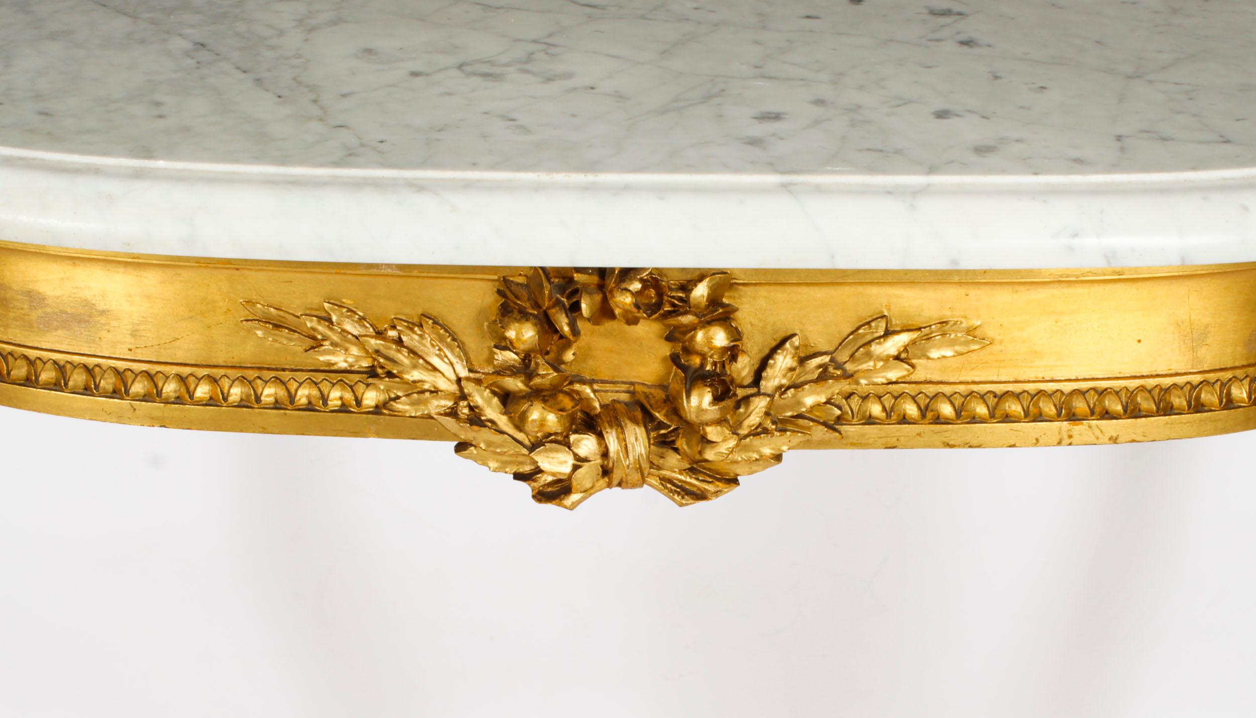 Antique French Napoleon III Carved Giltwood Console Pier Table 19th Century 1