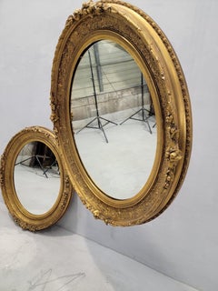 Antique French Napoleon III Style - Specchi da parete ovali dorati in oro - Set di 2