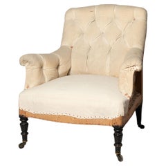 Antique French Napoleon III chair, for upholstery 