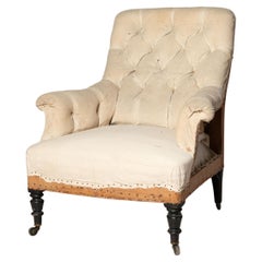 Antique French Napoleon III chair, for upholstery 