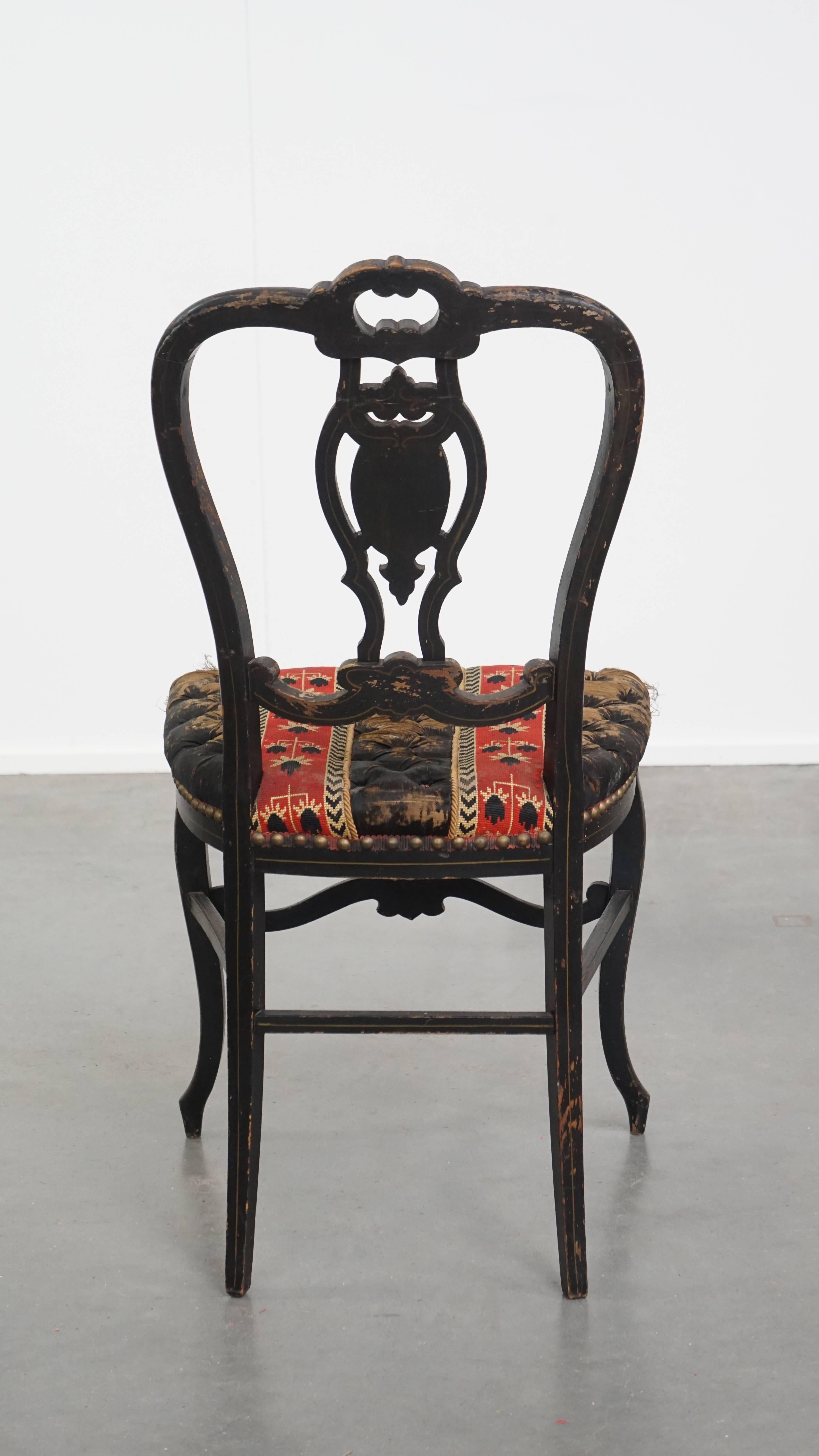 Fait main Antique French French Napoleon III Chair Inlaid with Mother-of-Pearl (Chaise Napoléon III incrustée de nacre) en vente