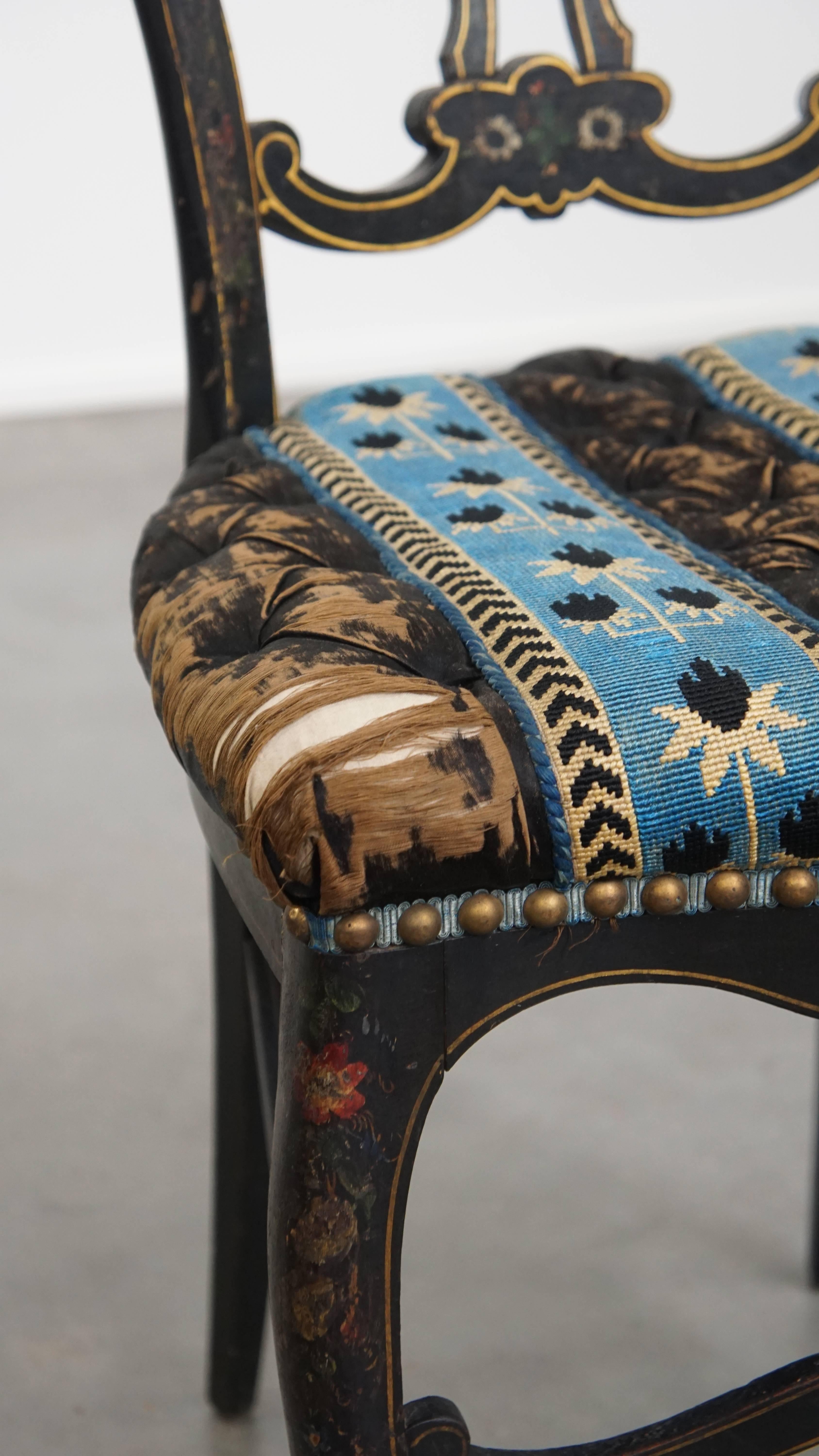 Madreperla Antique French Napoleon III sedia intarsiata in madreperla in vendita