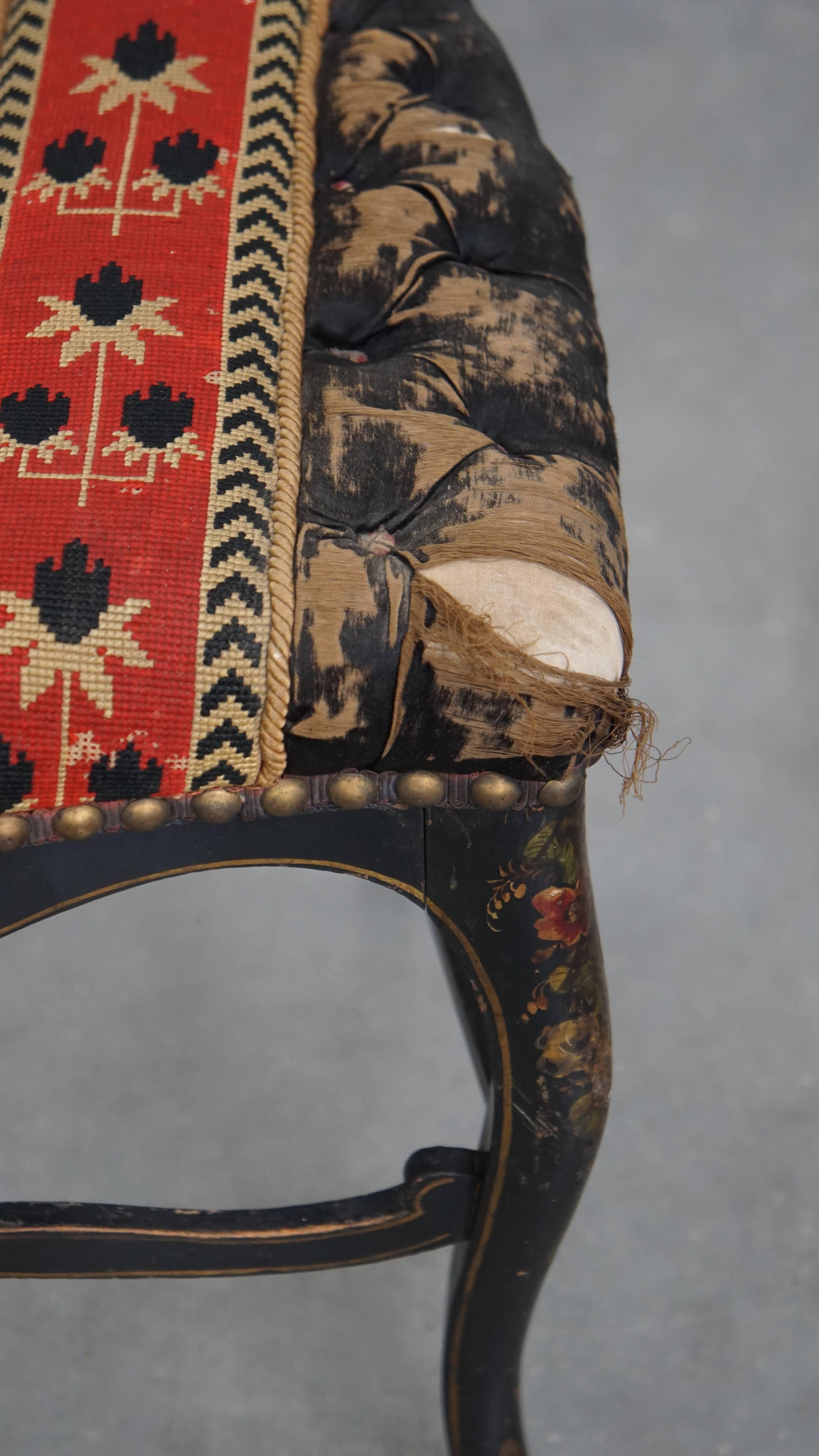 Antique French French Napoleon III Chair Inlaid with Mother-of-Pearl (Chaise Napoléon III incrustée de nacre) en vente 1