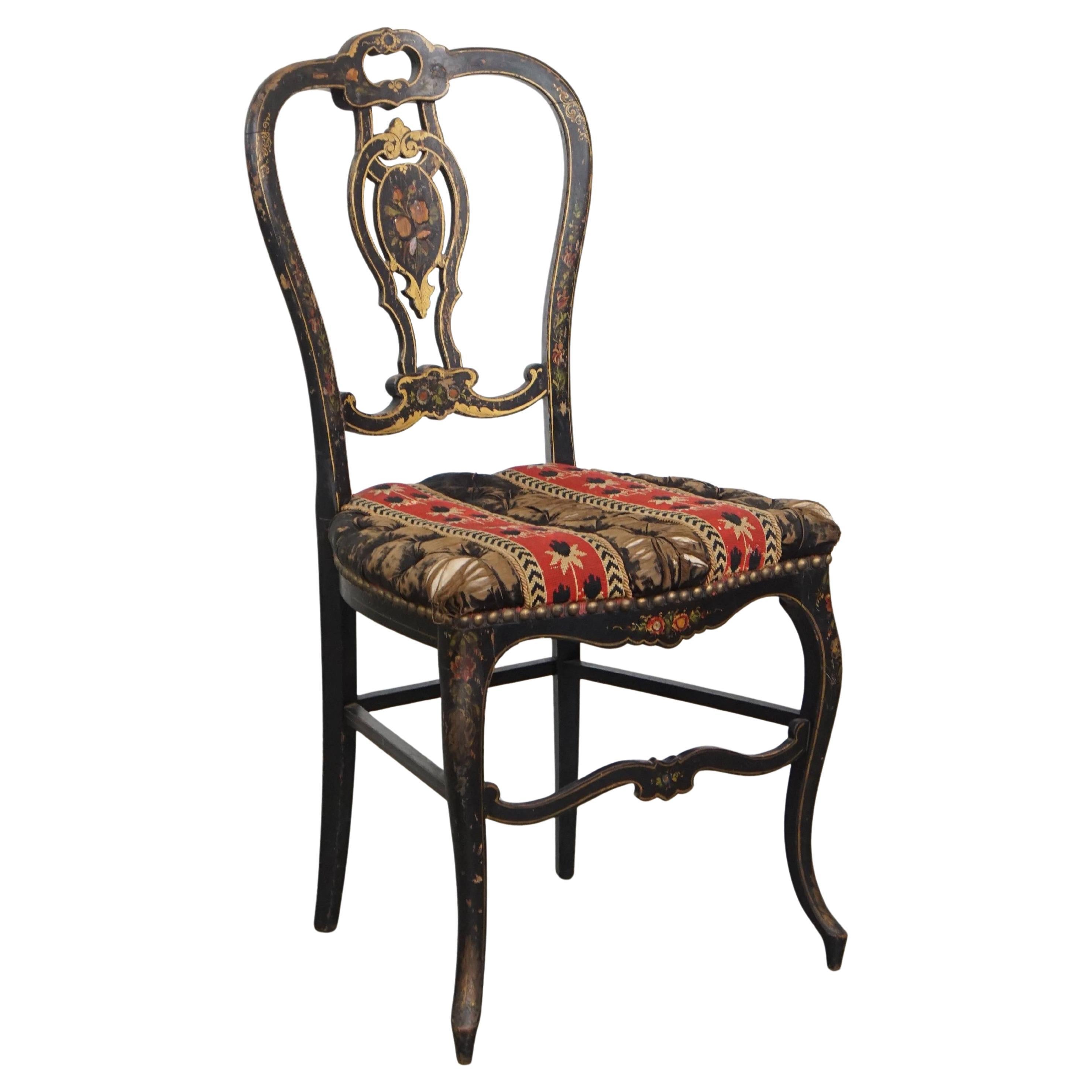 Antique French French Napoleon III Chair Inlaid with Mother-of-Pearl (Chaise Napoléon III incrustée de nacre) en vente