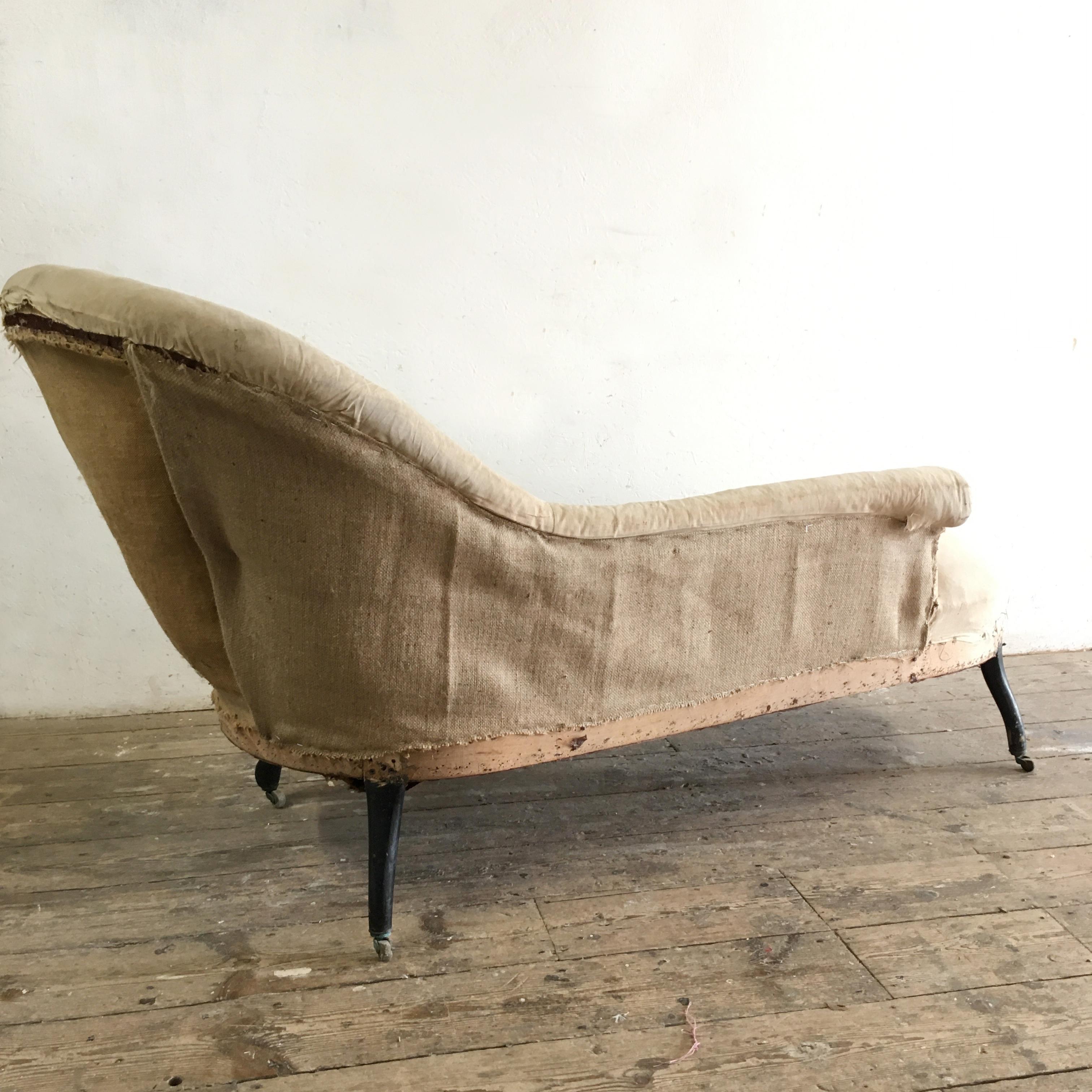 Antique French Napoleon III Chaise Longue 4