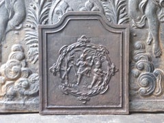 Plaque de cheminée / dosseret ancien français Napoléon III "Enfants jouant", 19 C.