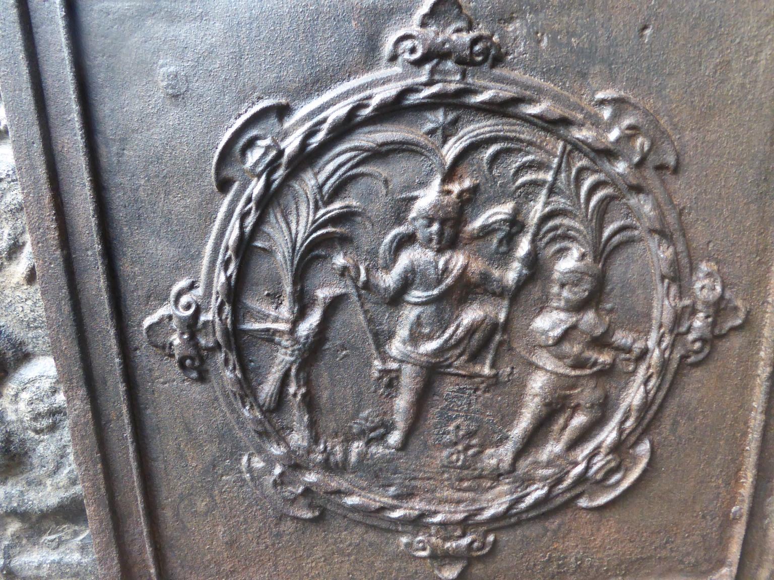 Antique French Napoleon III 'Children Playing' Fireback / Backsplash, 19th C. In Good Condition For Sale In Amerongen, NL