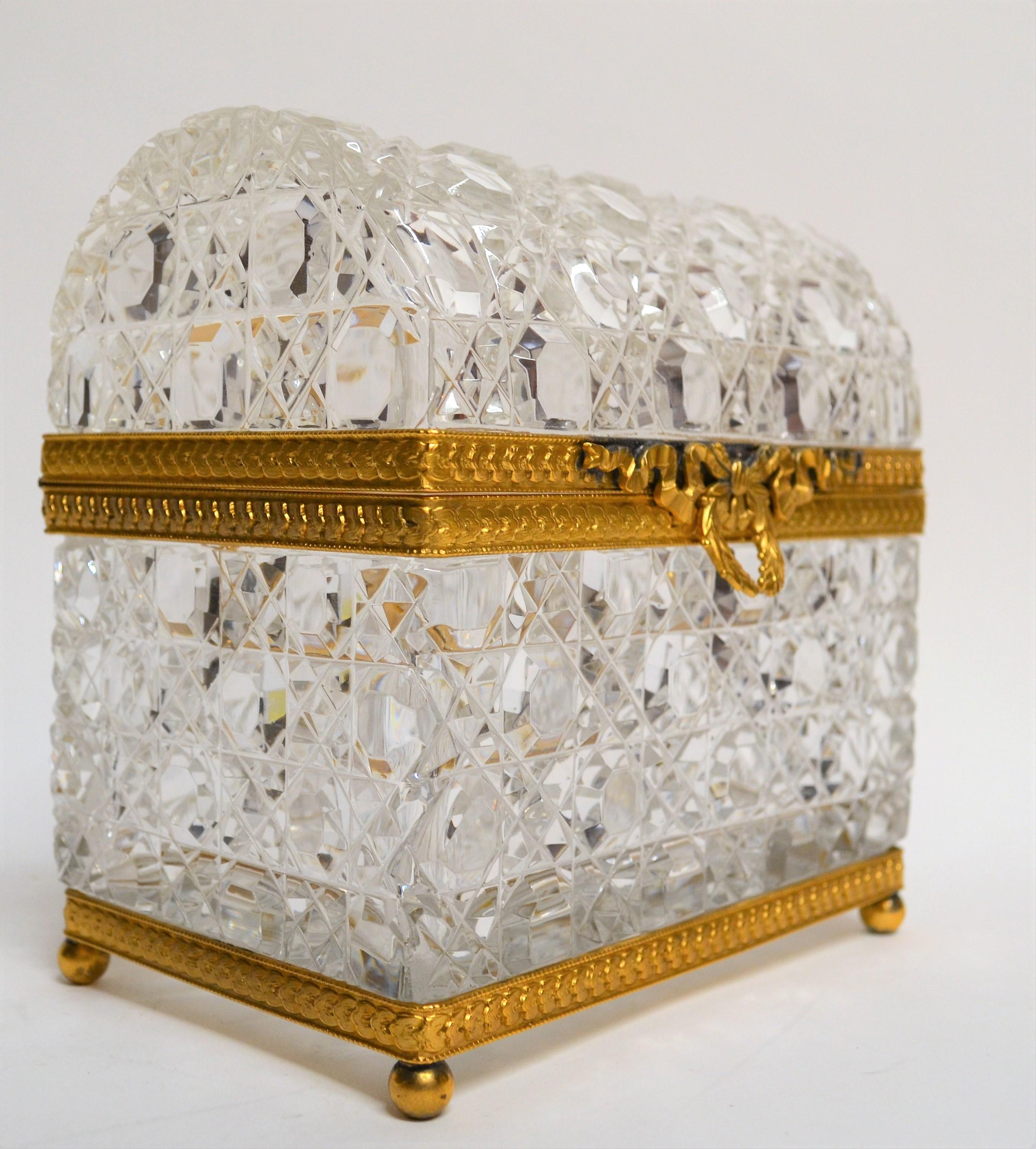 European Antique French Napoleon III Crystal Box, circa 1890