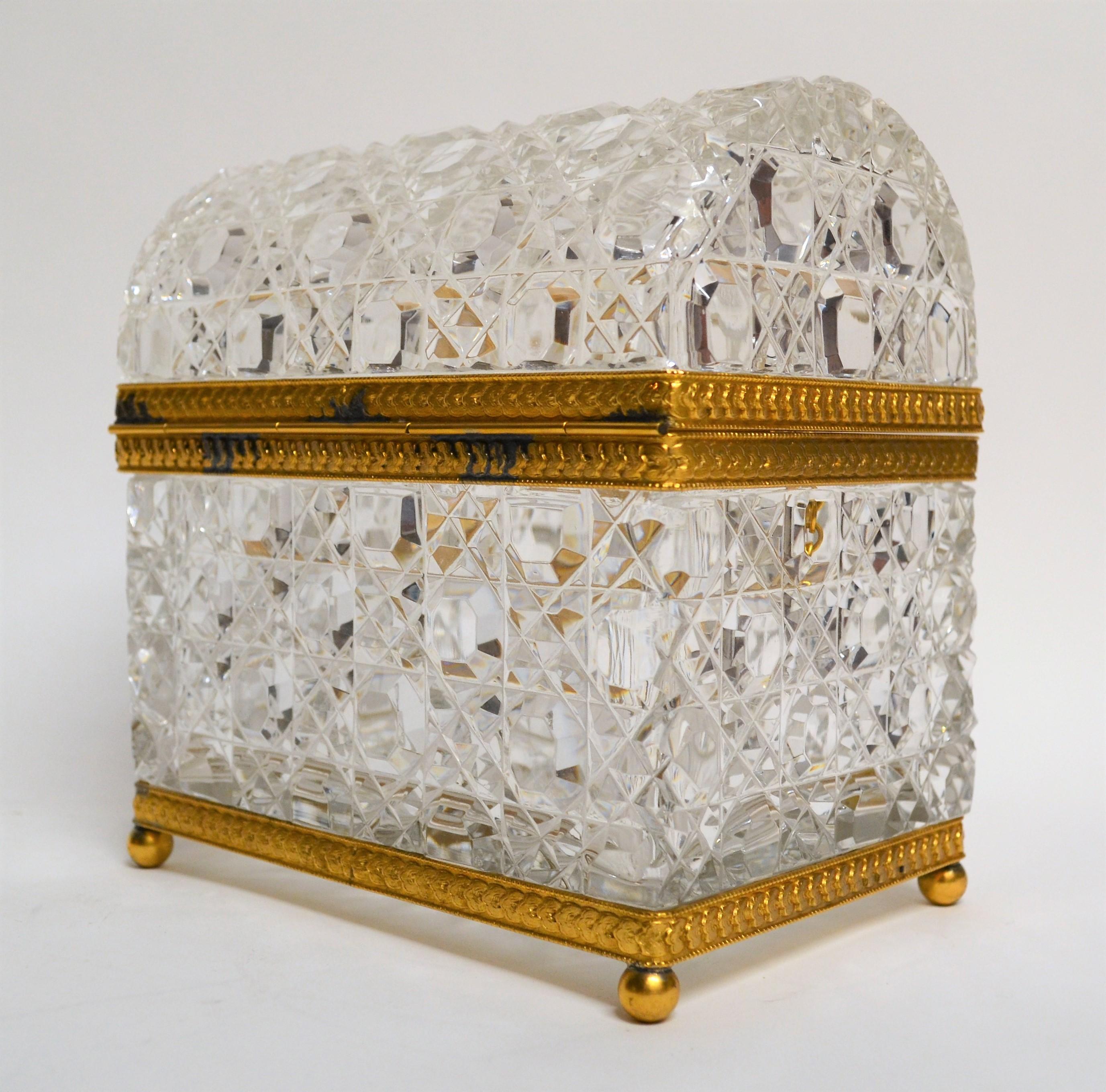 Antique French Napoleon III Crystal Box, circa 1890 1