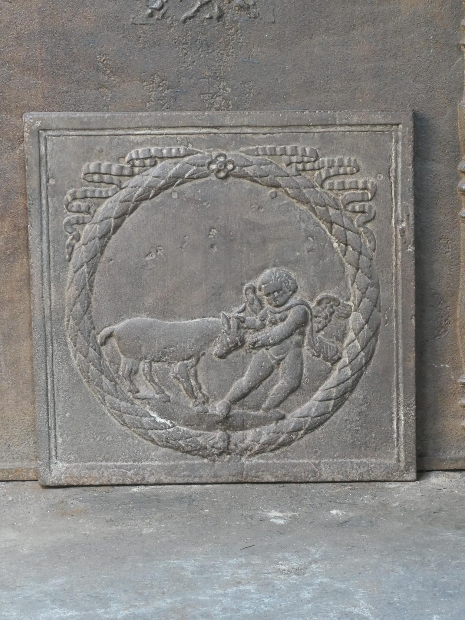 Antique French Napoleon III 'Cupid' Fireback / Backsplash, 19th Century In Good Condition For Sale In Soest, NL