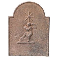Plaque de cheminée / dosseret "Cupidon" français ancien Napoléon III, 19ème siècle