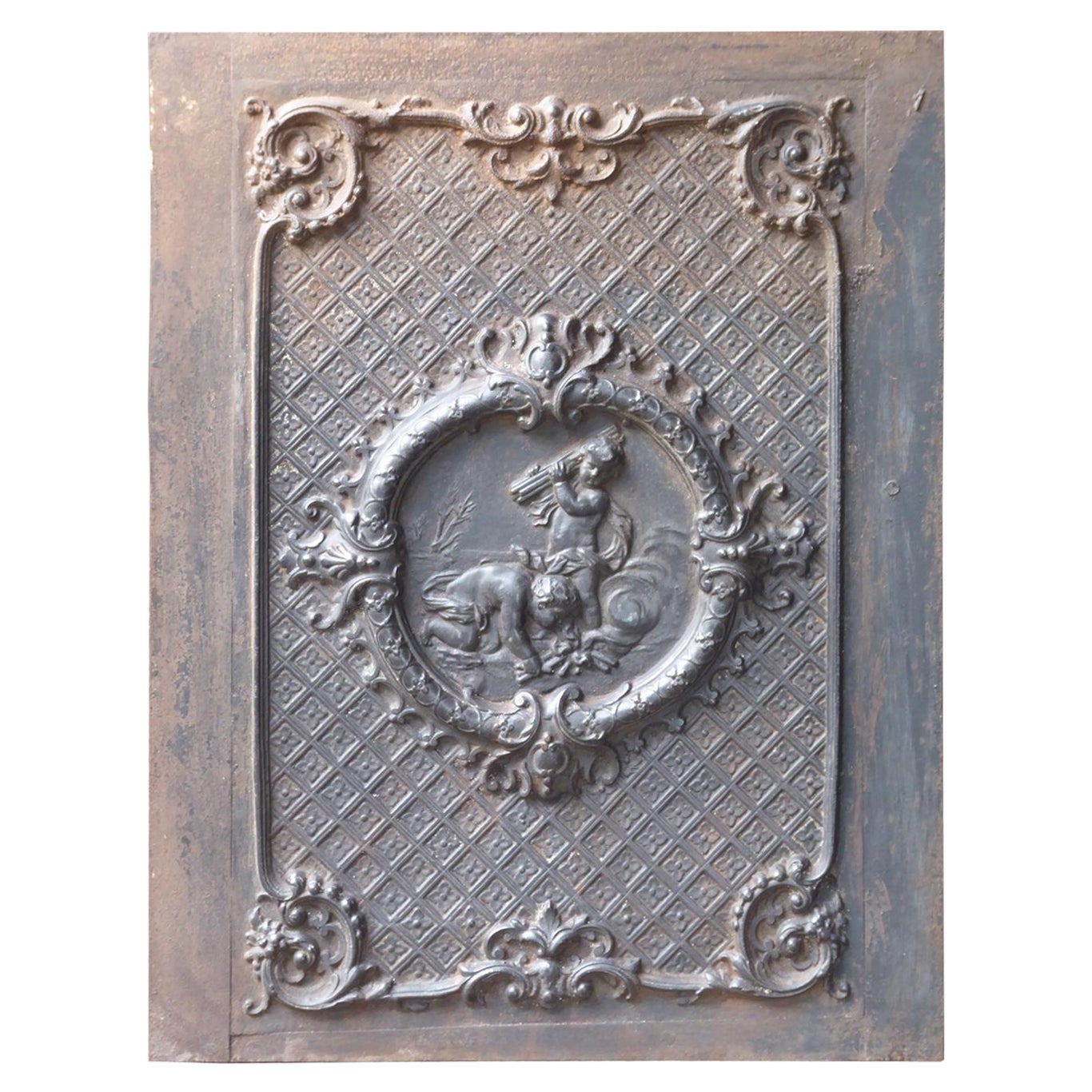Antique French Napoleon III 'Cupids' Fireback / Backsplash