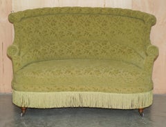 ANTIQUE FRENCH NAPOLEON III CURVED FRONT TWO SEAT OCCASiONAL LIBRARY LOUNGE SOFA