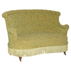 ANTIQUE FRENCH NAPOLEON III CURVED FRONT TWO SEAT OCCASiONAL LIBRARY LOUNGE SOFA