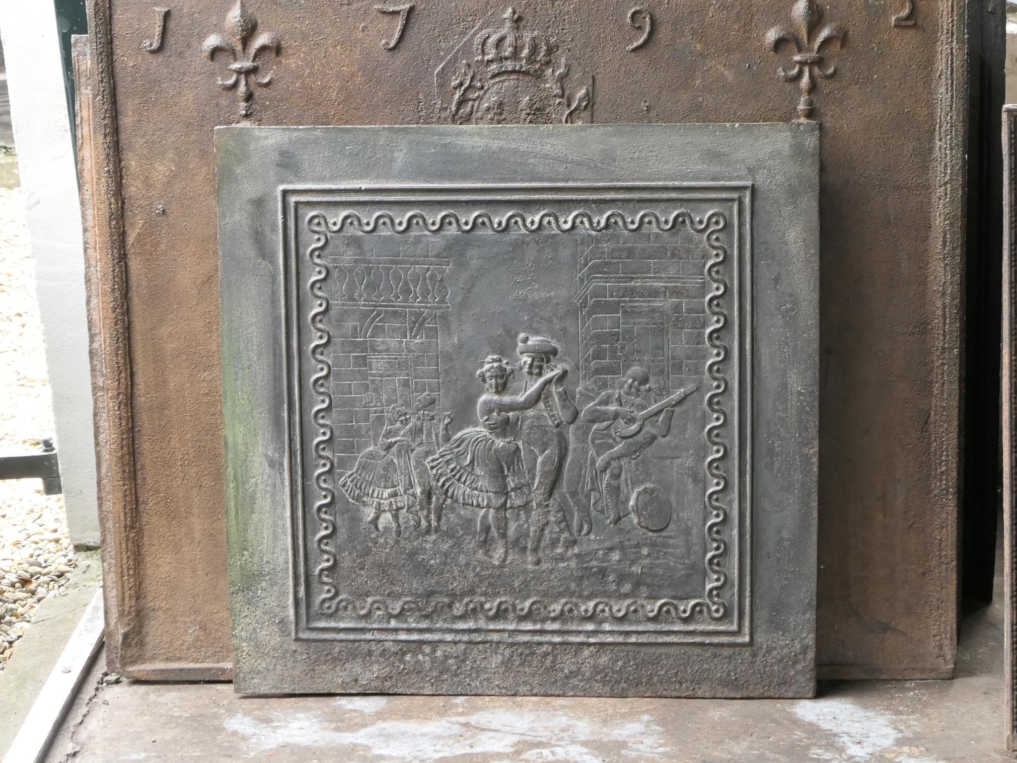 Antique French Napoleon III 'Dancers' Fireback / Backsplash, Siglo XIX Francés en venta