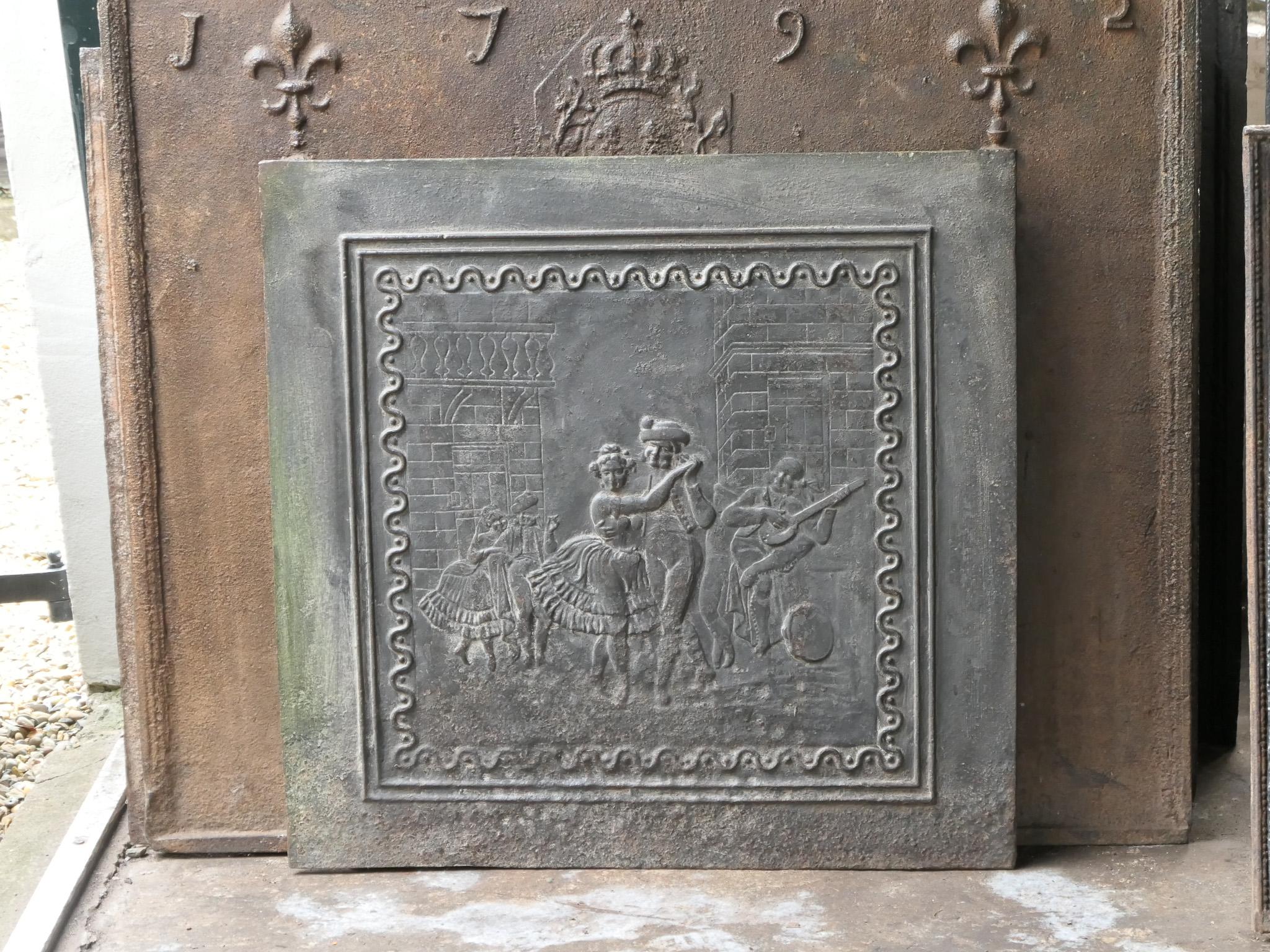 Antique French Napoleon III 'Dancers' Fireback / Backsplash, Siglo XIX Vaciado en venta
