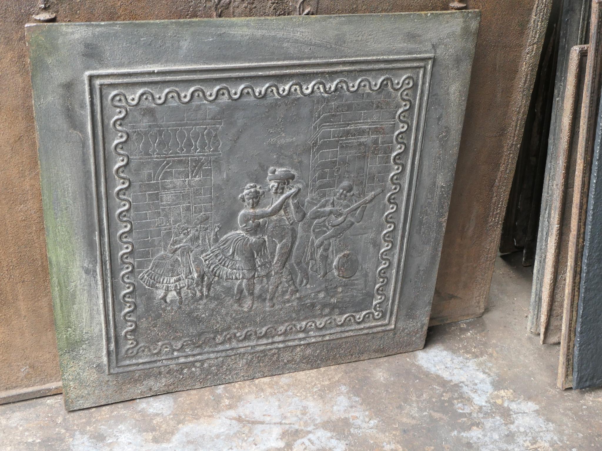 Antique French Napoleon III 'Dancers' Fireback / Backsplash, Siglo XIX Hierro en venta
