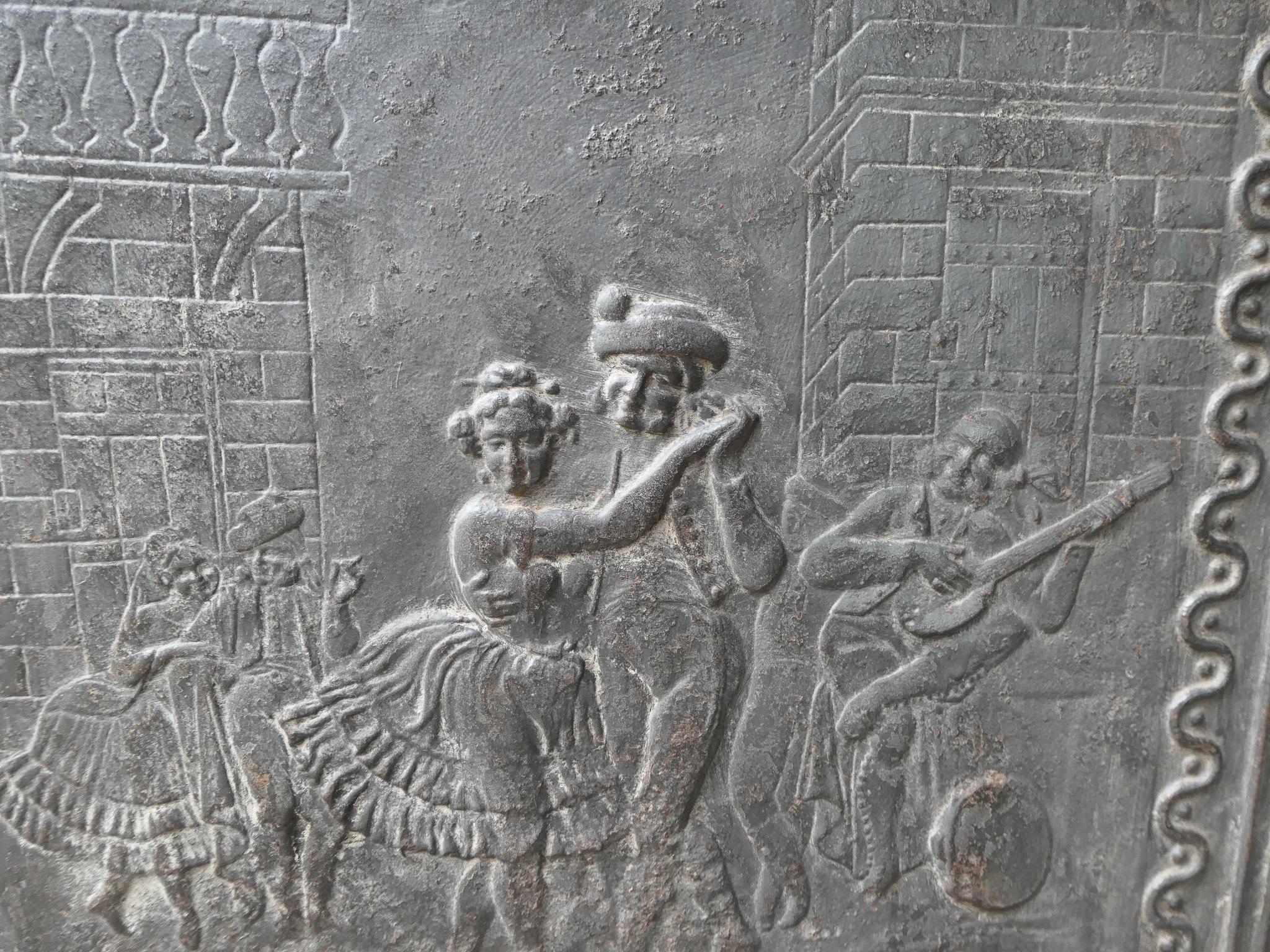 Antique French Napoleon III 'Dancers' Fireback / Backsplash, Siglo XIX en venta 1