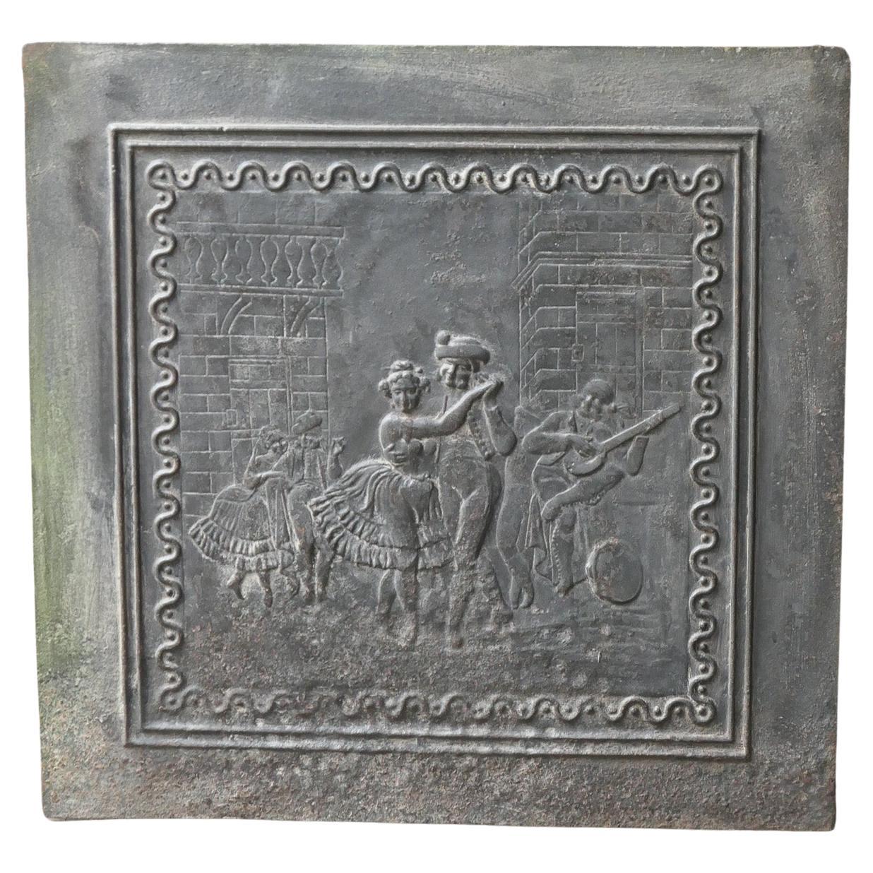 Antique French Napoleon III 'Dancers' Fireback / Backsplash, Siglo XIX en venta