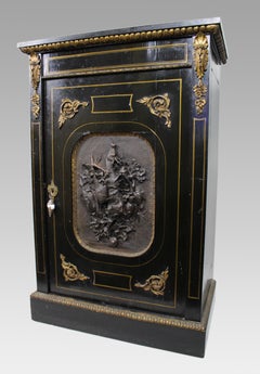 Antique French Napoleon III Ebonised Pier Cabinet with c.1860