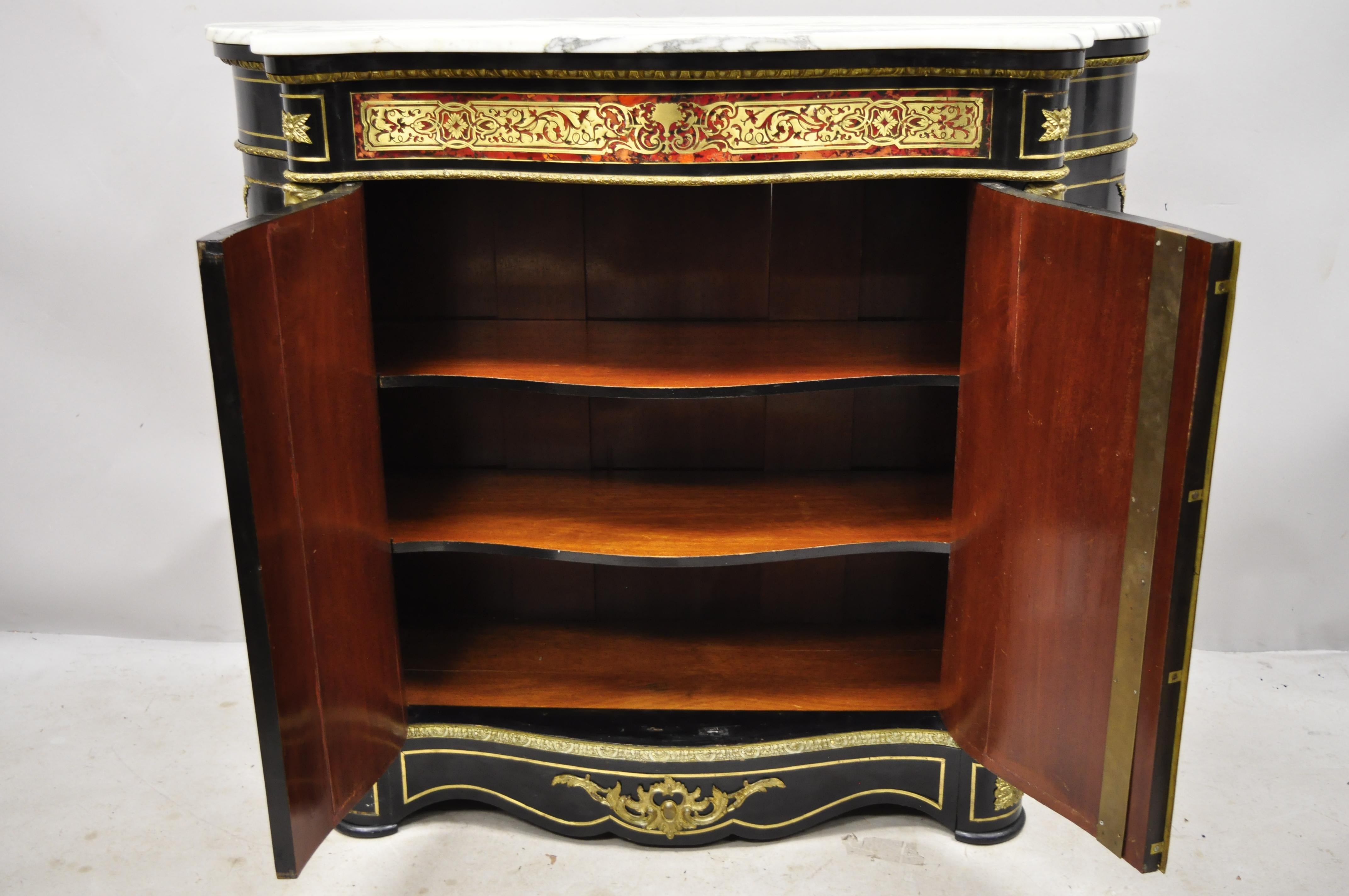Antique French Napoleon III Ebonized Brass Boulle Inlay Sideboard Buffet Cabinet 6