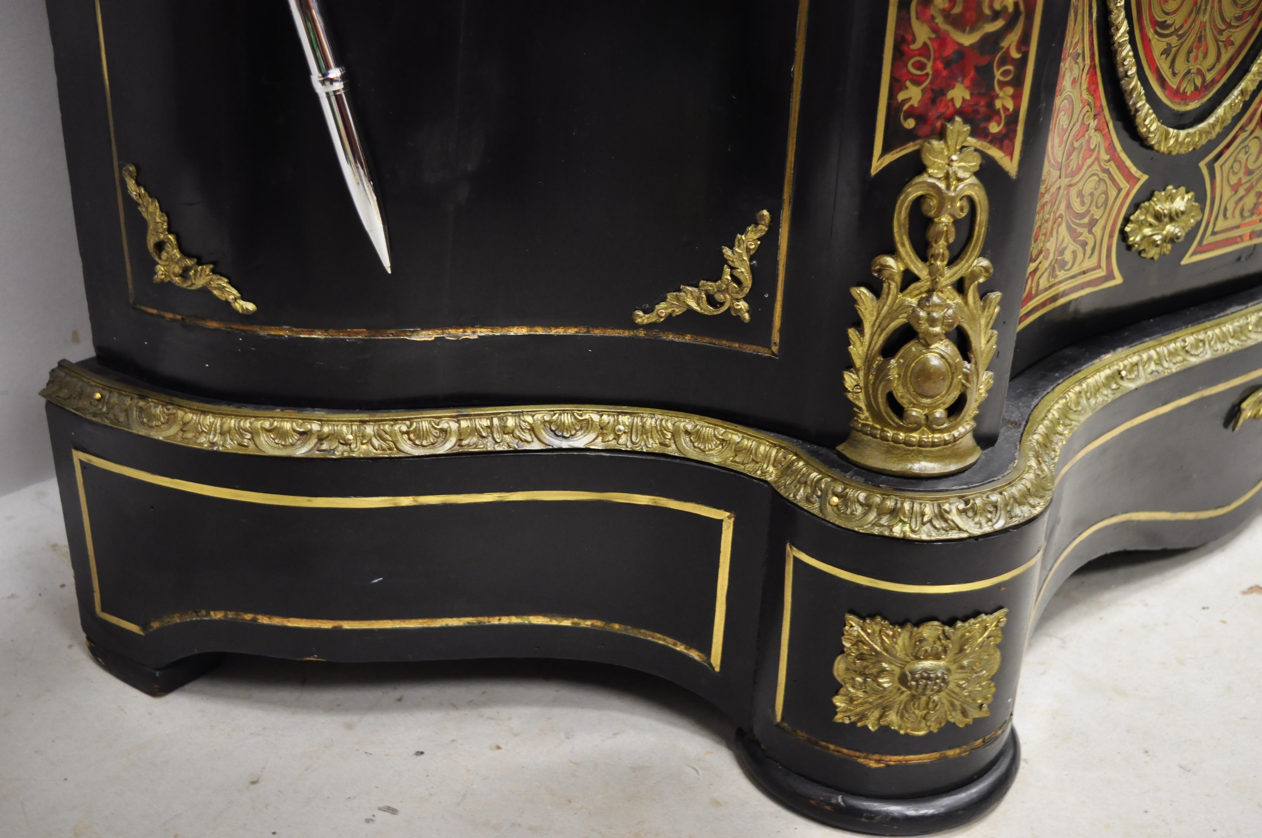 Antique French Napoleon III Ebonized Brass Boulle Inlay Sideboard Buffet Cabinet 5