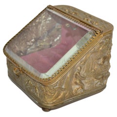 Antique French Napoleon III Era Pocket Watch Display Casket Box Hunt Theme Boar