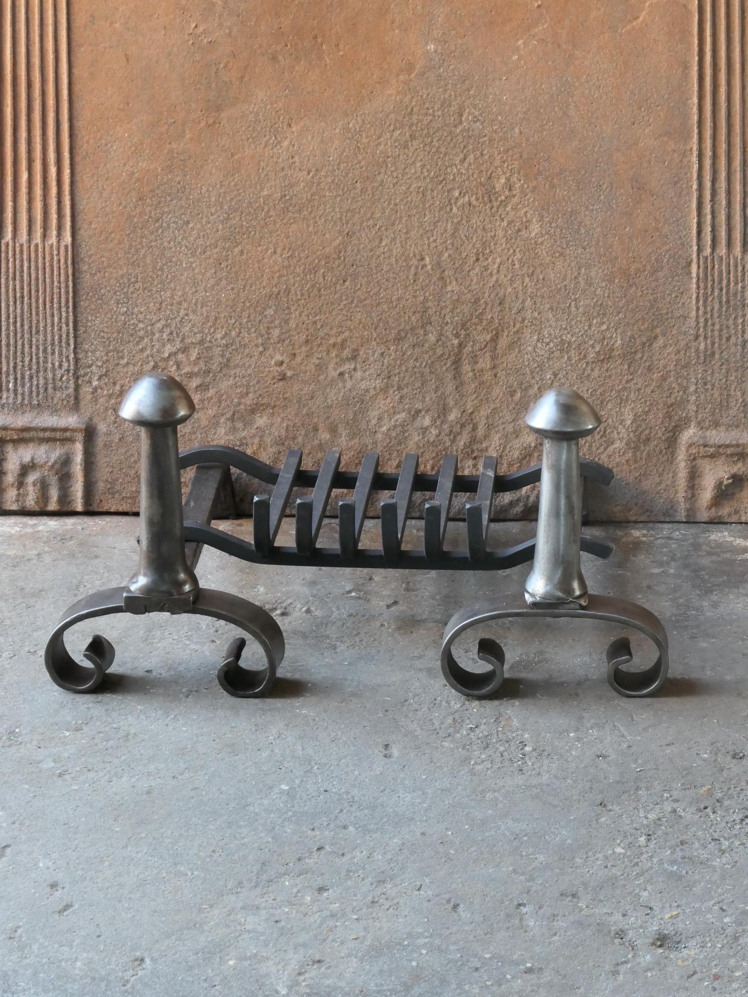 Forged Antique French Napoleon III Fire Grate, Fireplace Grate, 19th Century For Sale