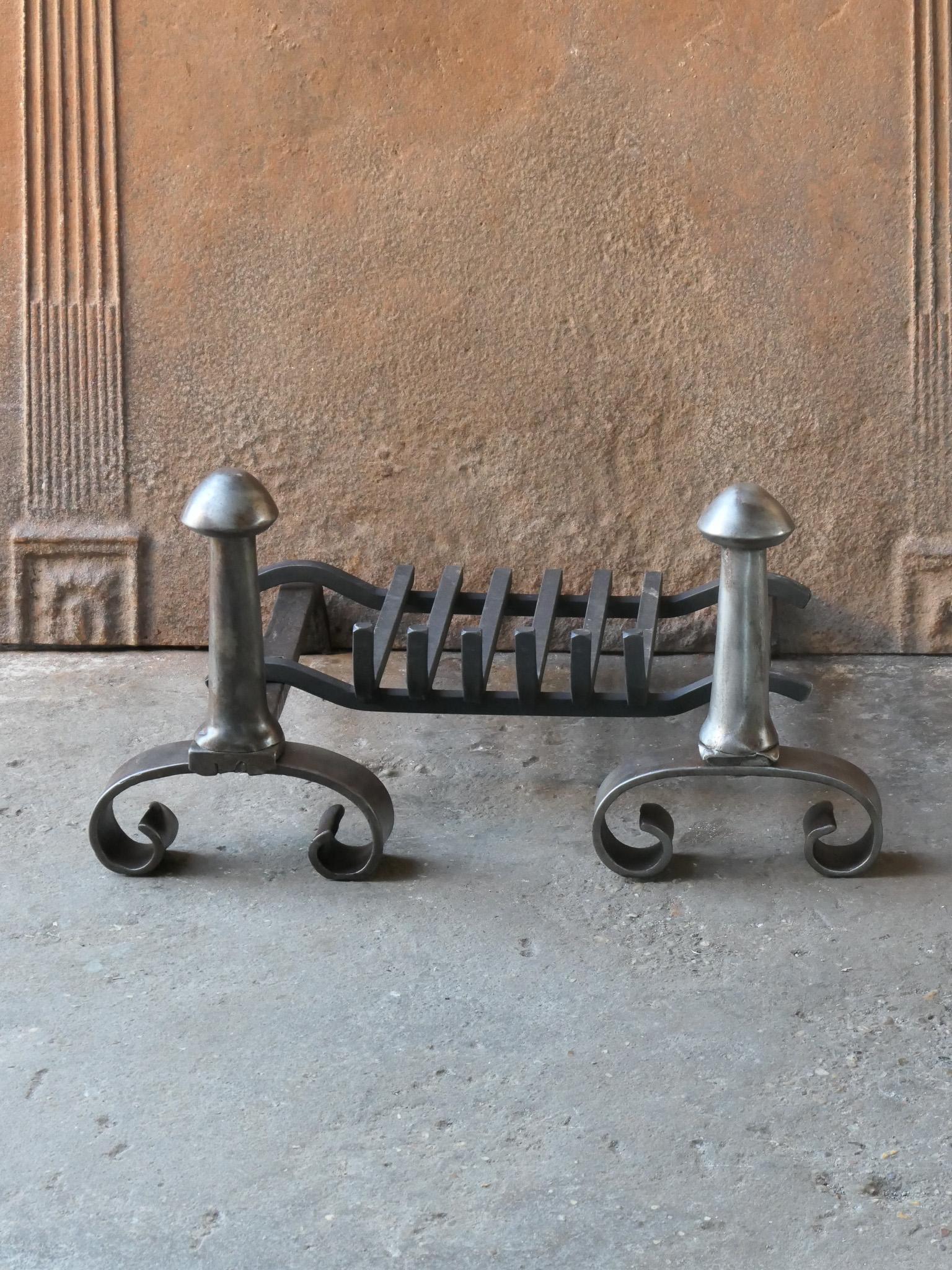 Antique French Napoleon III Fire Grate, Fireplace Grate, 19th Century In Good Condition For Sale In Amerongen, NL
