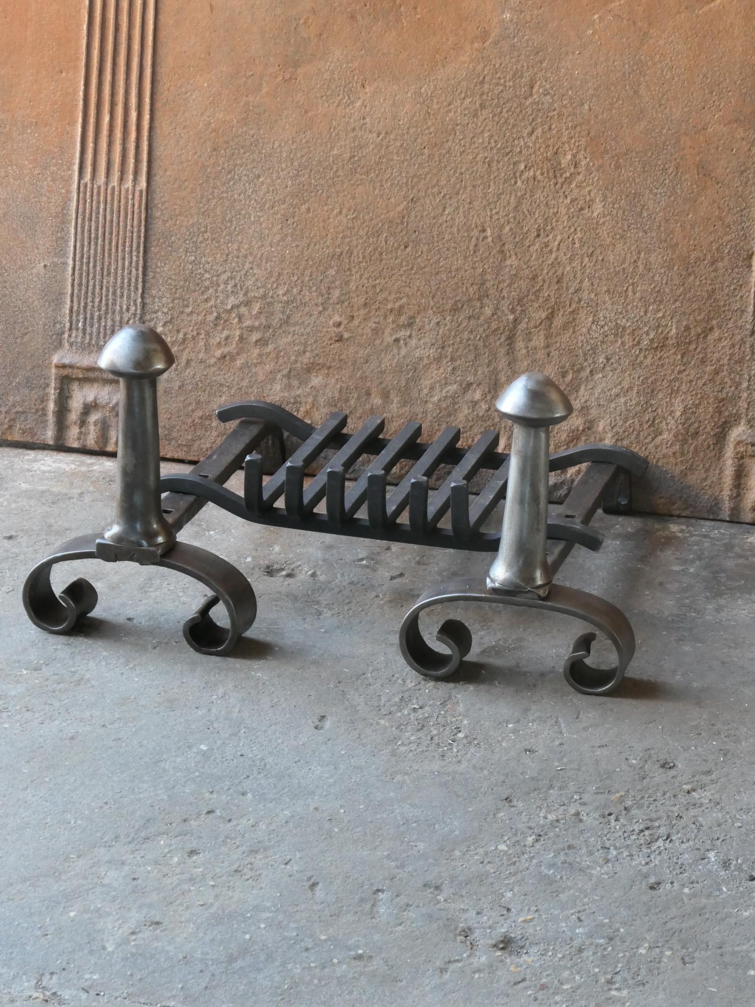 Wrought Iron Antique French Napoleon III Fire Grate, Fireplace Grate, 19th Century For Sale