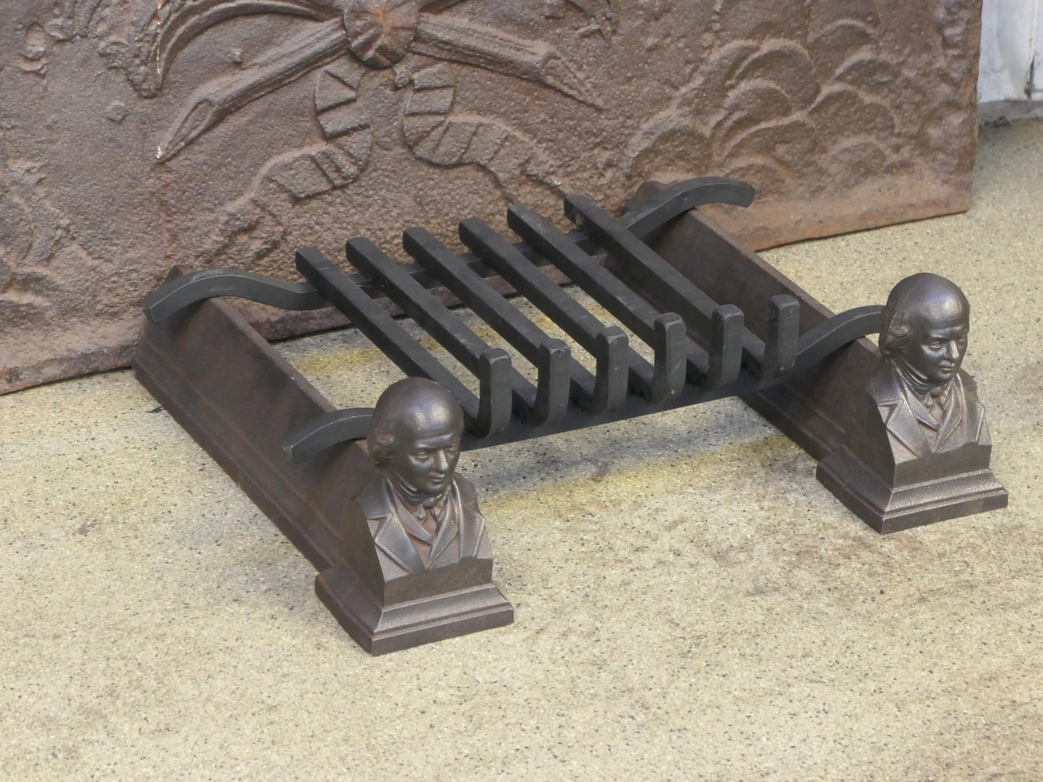 Iron Antique French Napoleon III Fire Grate, Fireplace Grate, 19th Century For Sale