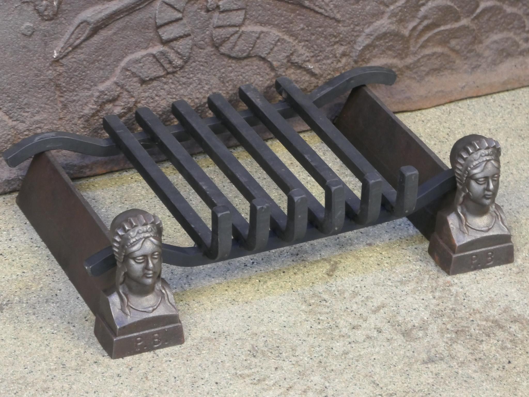 Antique French Napoleon III Fire Grate, Rejilla de chimenea, Siglo XIX en Bueno estado para la venta en Soest, NL