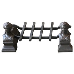 Antique French Napoleon III Fire Grate, Fireplace Grate, 19th Century