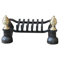 Antique French Napoleon III Fire Grate, Fireplace Grate, 19th Century