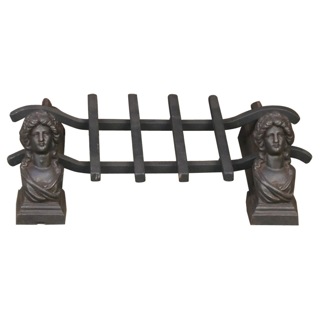 Antique French Napoleon III Fire Grate, Fireplace Grate, 19th Century