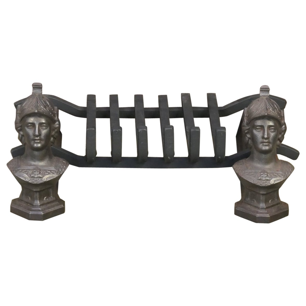 Antique French Napoleon III Fire Grate, Fireplace Grate, 19th Century