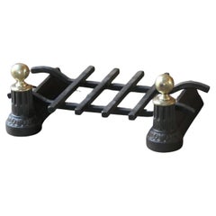 Antique French Napoleon III Fire Grate, Fireplace Grate, 19th Century