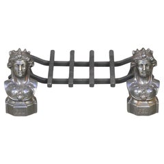 Antique French Napoleon III Fire Grate, Fireplace Grate, 19th Century