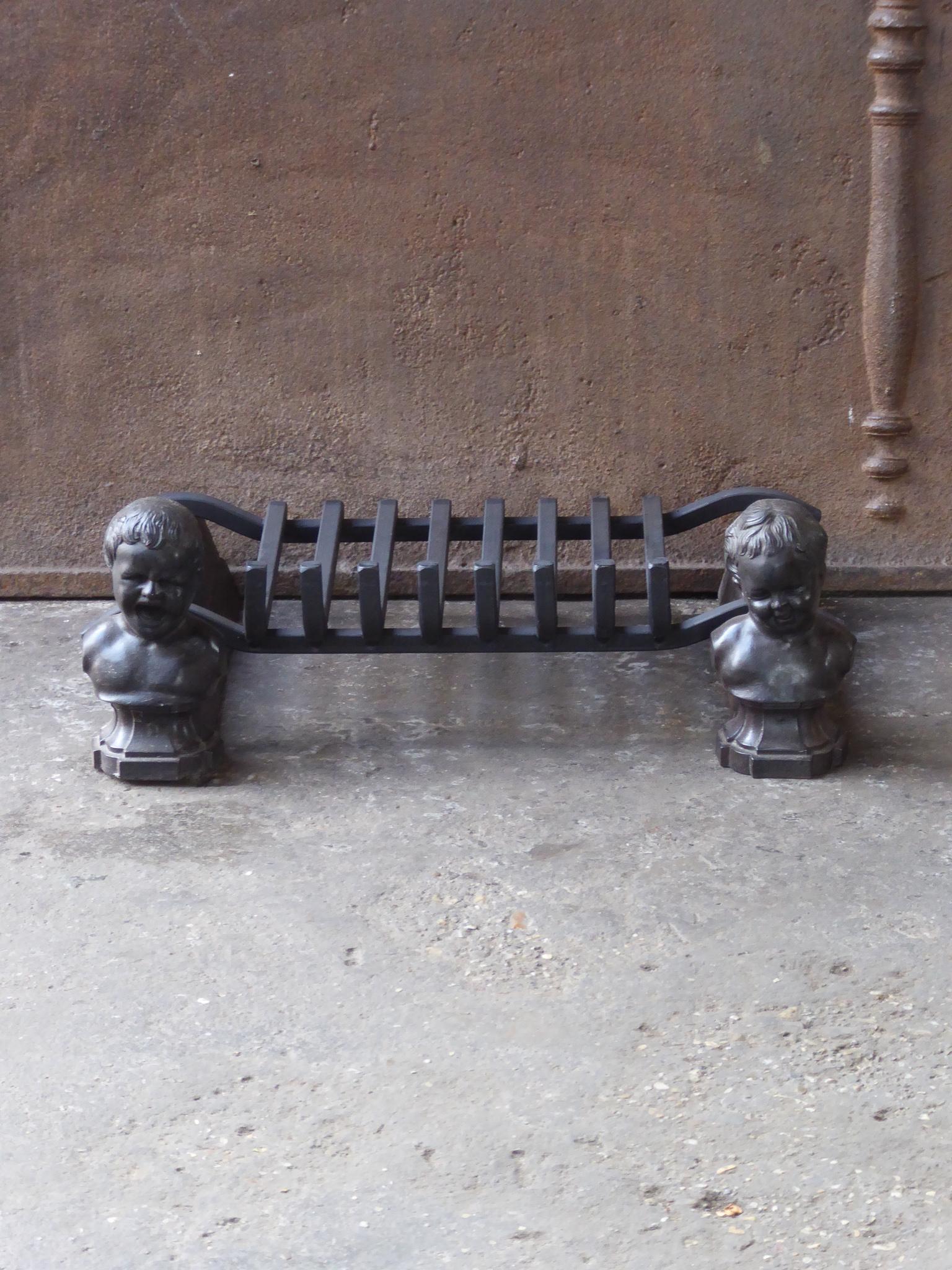 Cast Antique French Napoleon III Fire Grate, Fireplace Grate For Sale