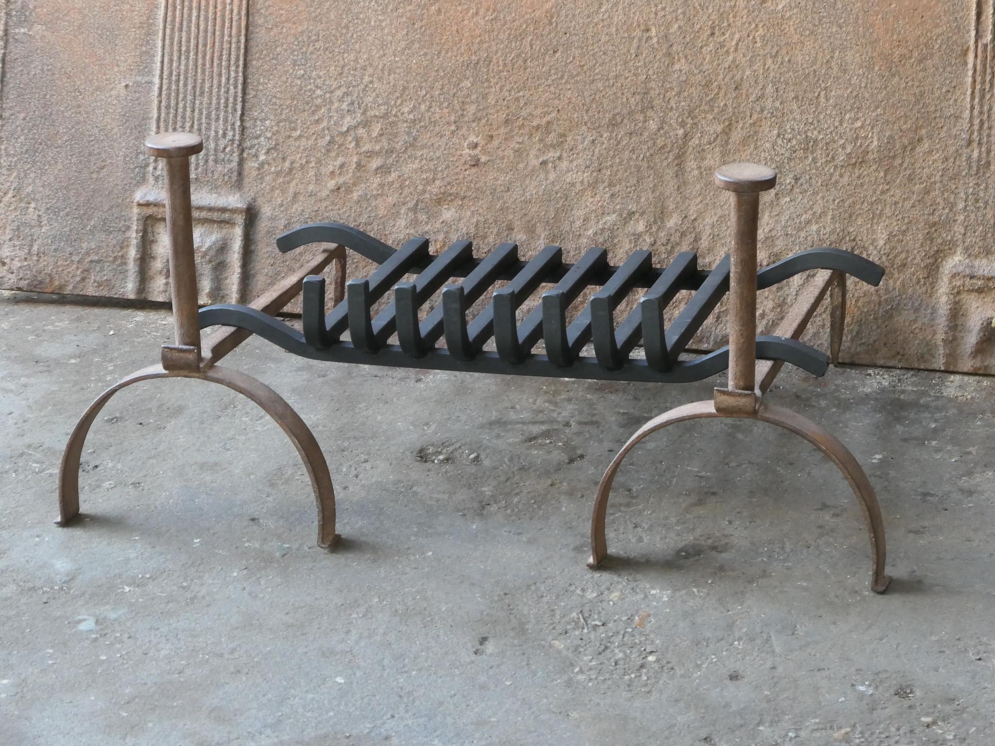 Forged Antique French Napoleon III Fire Grate, Fireplace Grate For Sale