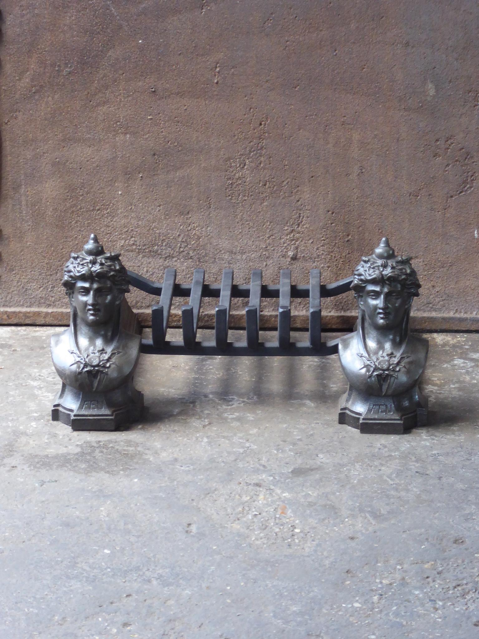 Antique French Napoleon III Fire Grate, Fireplace Grate In Good Condition For Sale In Amerongen, NL