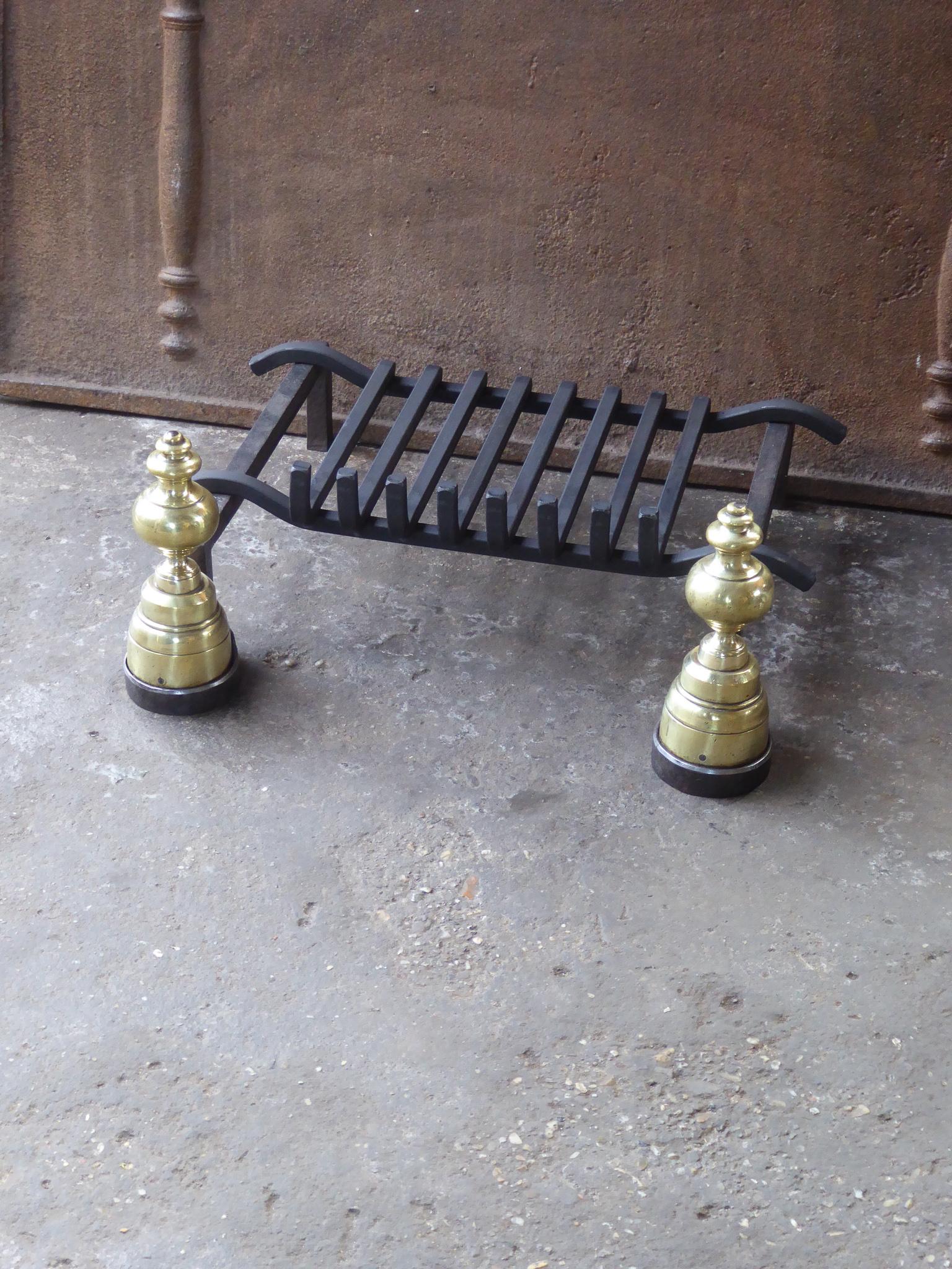 Brass Antique French Napoleon III Fire Grate, Fireplace Grate For Sale