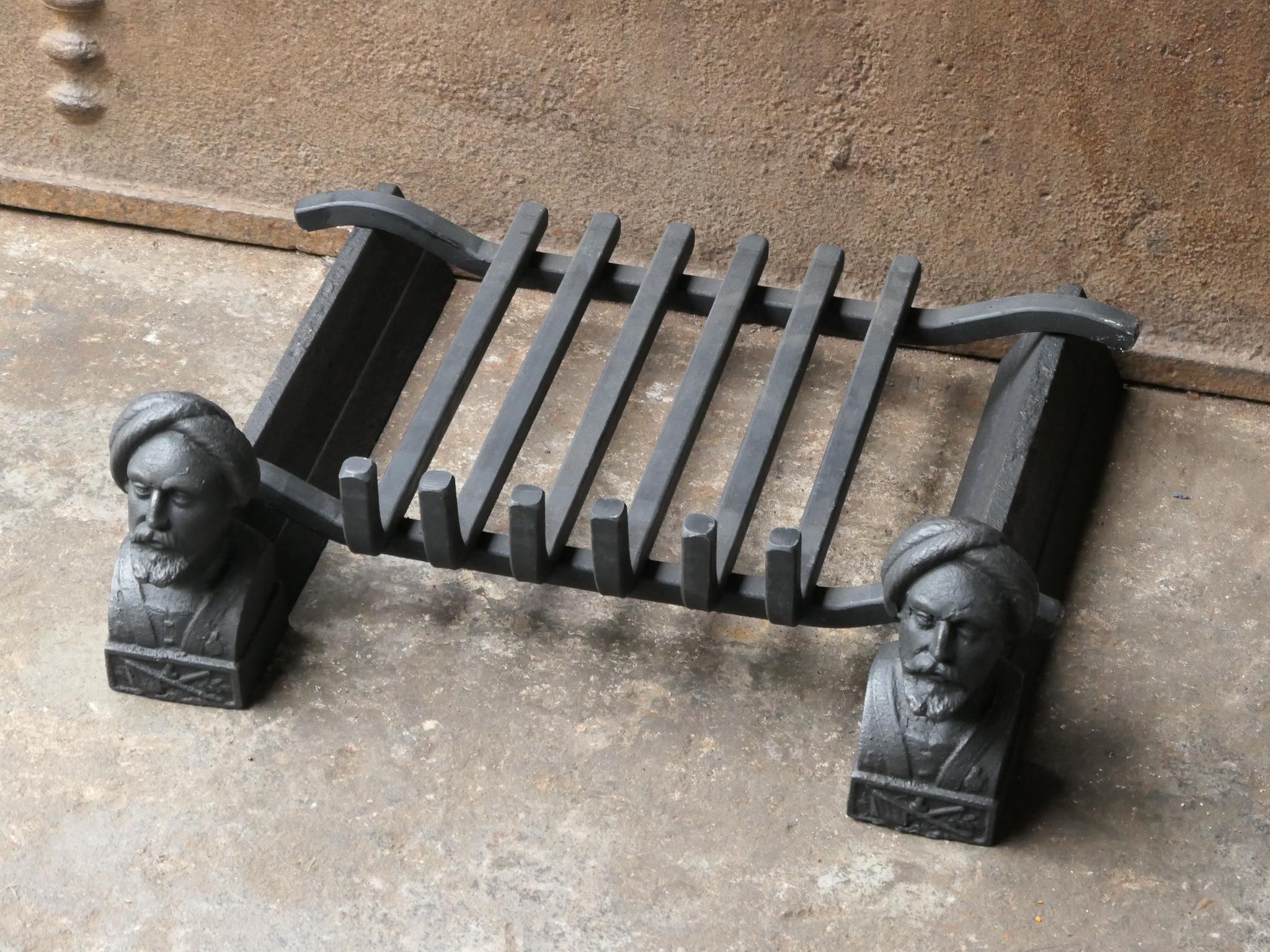 Iron Antique French Napoleon III Fire Grate, Fireplace Grate For Sale