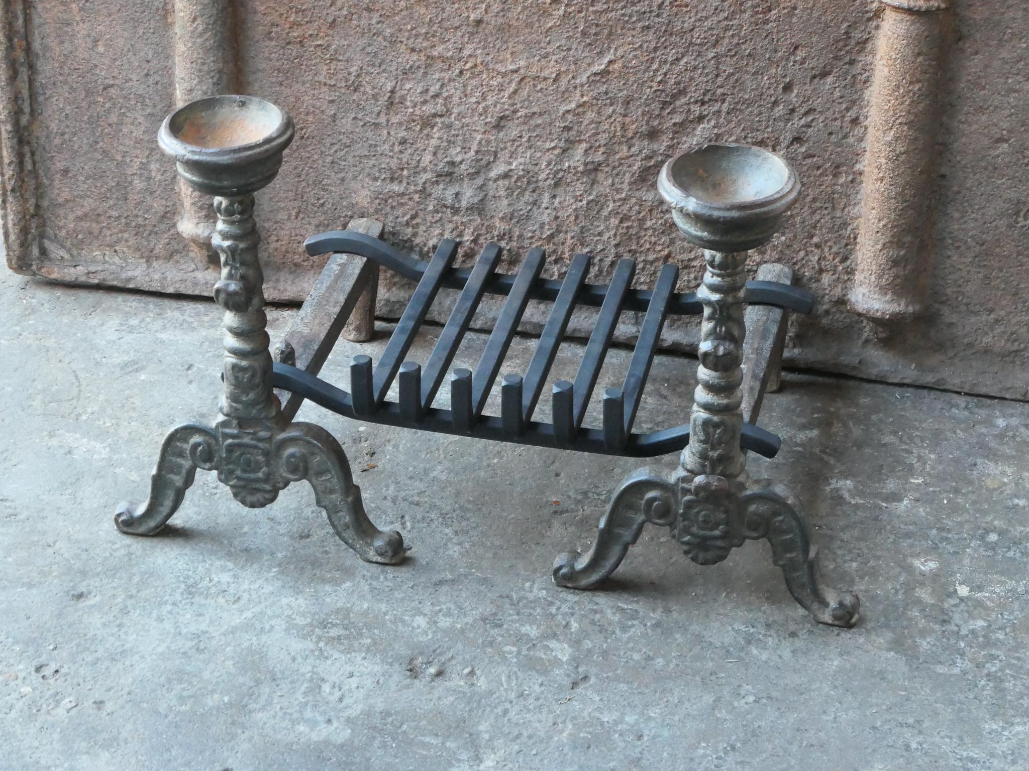 Iron Antique French Napoleon III Fire Grate, Fireplace Grate For Sale